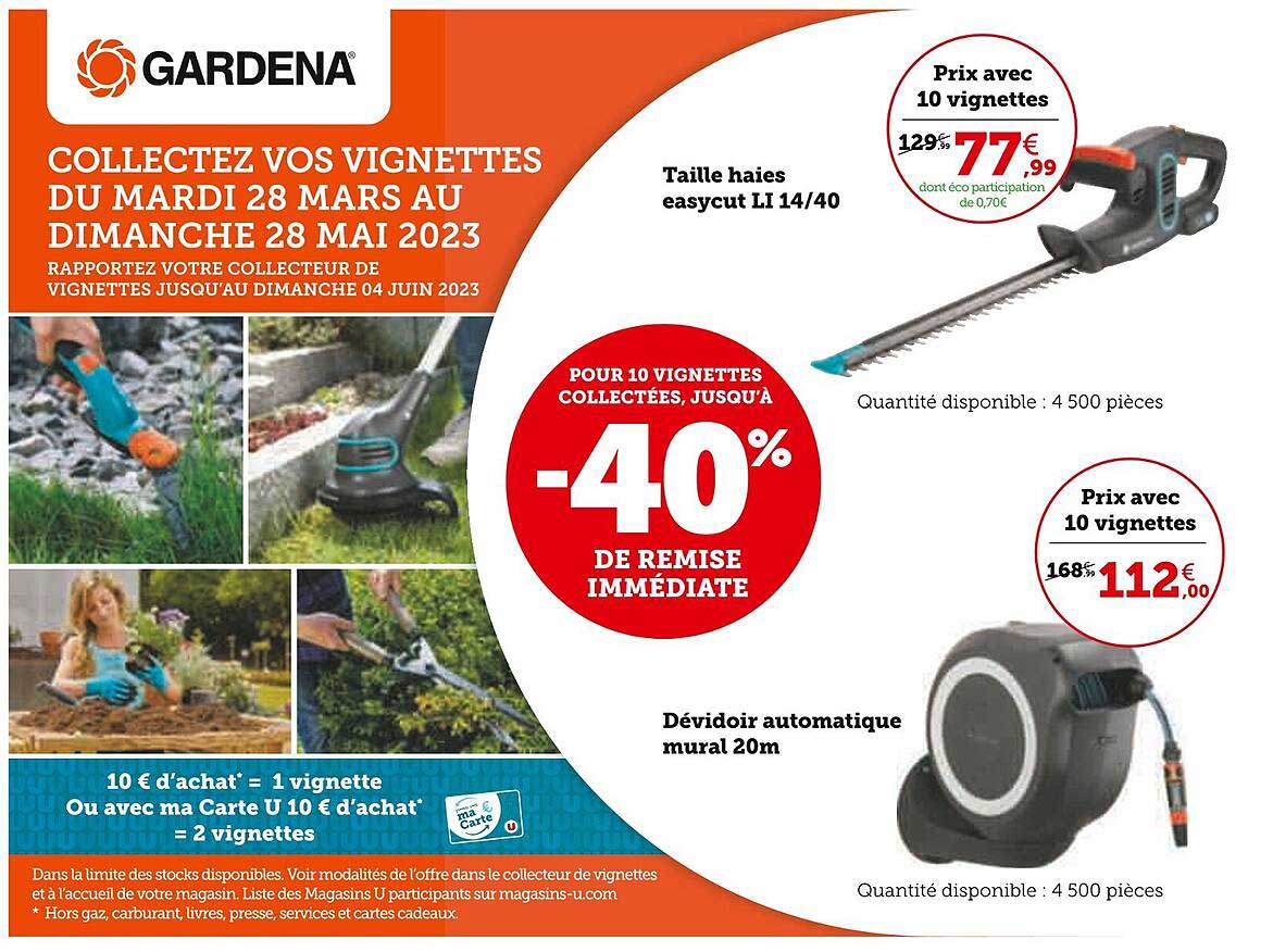 taille haies easycut li 14-40, dévidoir automatique mural 20m gardena