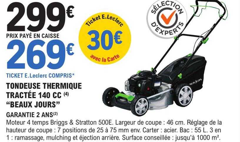 tondeuse thermique tractée 140 cc "beaux jours"