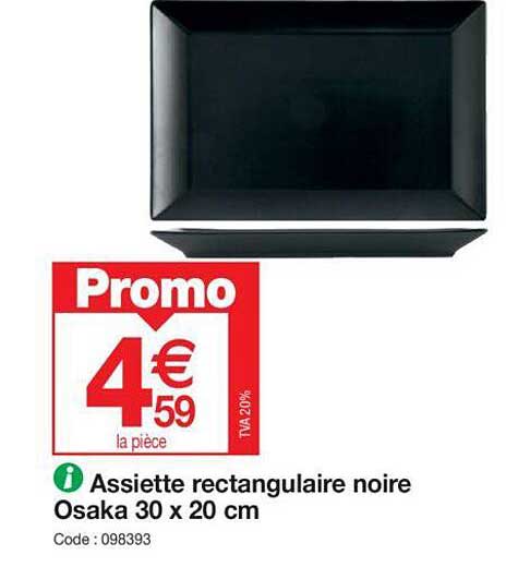 assiette rectangulaire noire osaka 30 x 20 cm