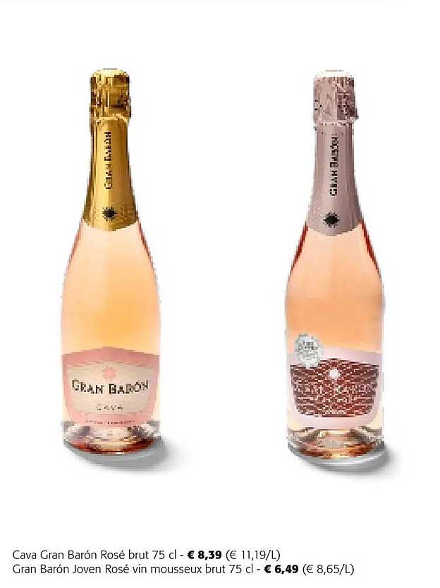 cava gran baron rosé brut, gran baron joven rosé vin mousseux