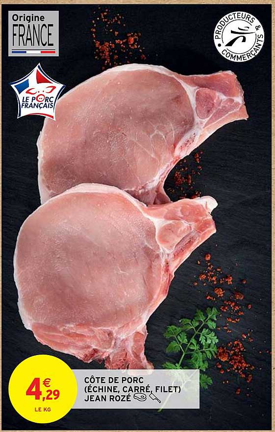 côte de porc (échine, carré, filet) jean rozé