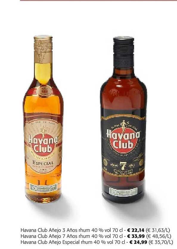 havana club añejo 3 años rhum 40% vol, havana club añejo 7 años rhum 40% vol, havana club añejo especial rhum 40% vol