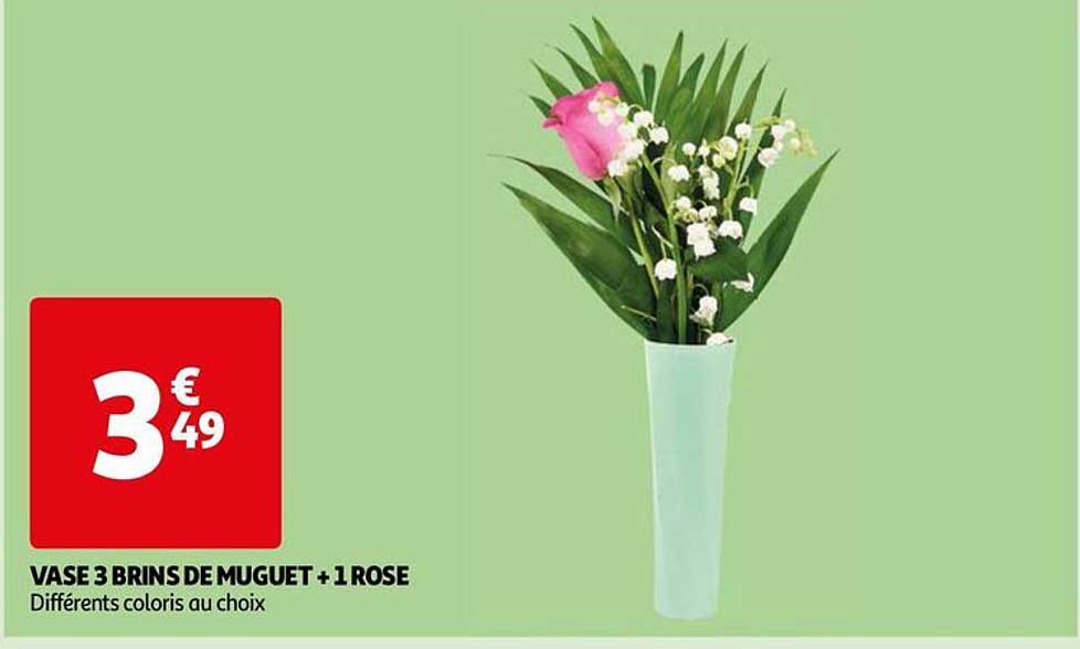 vase 3 brins de muguet + 1 rose