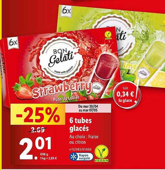 6 Tubes Glacés Bon Gelati