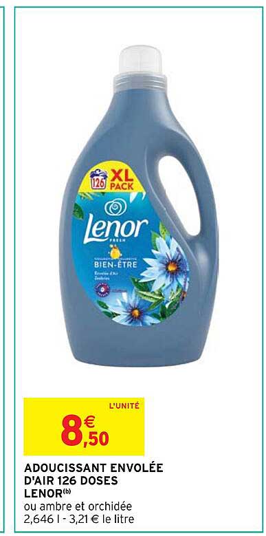 adoucissant envolée d'air 126 doses lenor