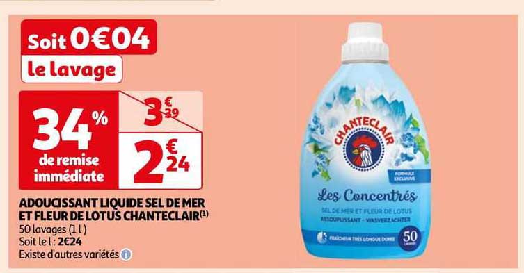 adoucissant liquide sel de mer et fleur de lotus chante clair