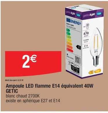 ampoule led flamme e14 équivalent 40w getic