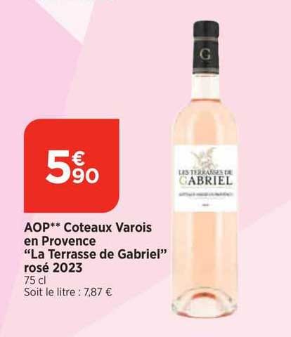 aop coteaux varois en provence "la terrasse de gabriel" rosé 2023