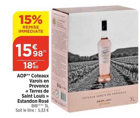 aop coteaux varois en provence "terres de saint louis" estandon rosé