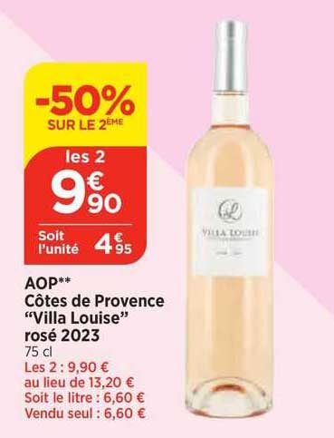 aop côtes de provence "villa louise" rosé 2023