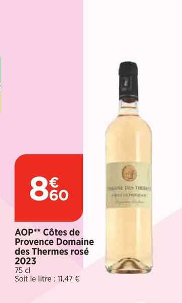aop côtes de provence domaine des thermes rosé 2023