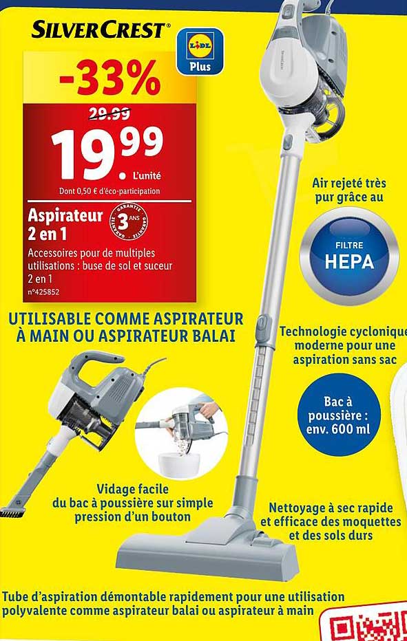 aspirateur 2 en 1 silver crest