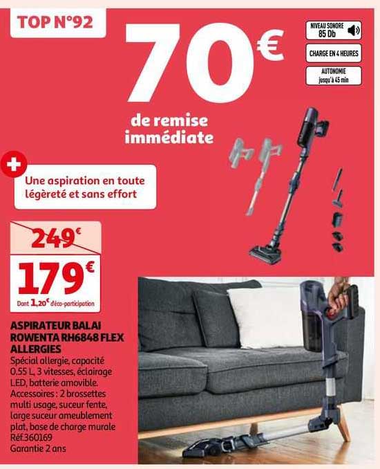 aspirateur balai rowenta rh6848 flex allergies