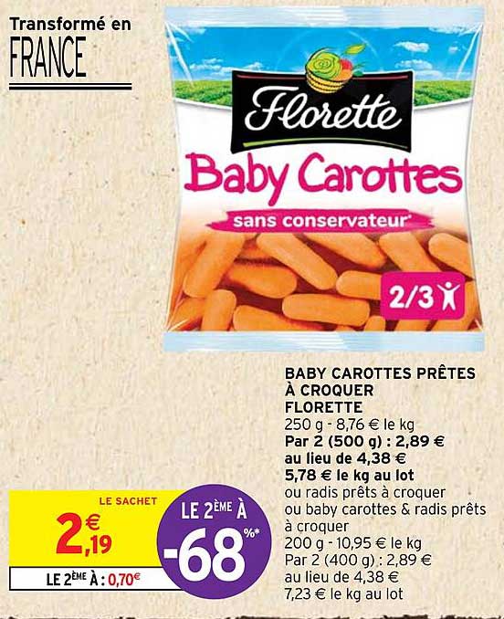 baby carottes prêtes à croquer florette