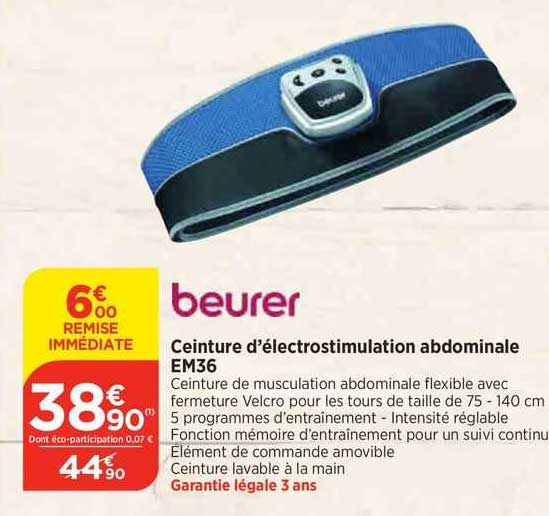 beurer ceinture d'électrostimulation abdominale em36