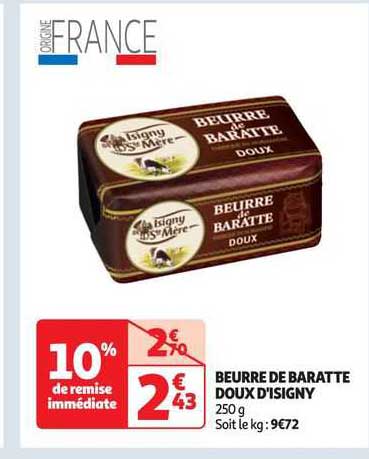 beurre de baratte doux d'isigny