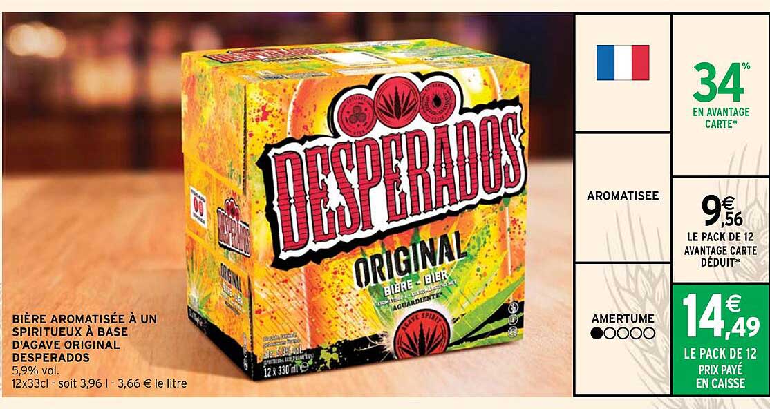 bière aromatisée à un spiritueux à base d'agave original desperados 5,9% vol