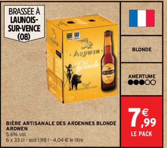 bière artisanale des ardennes blonde ardwen 5.6% vol