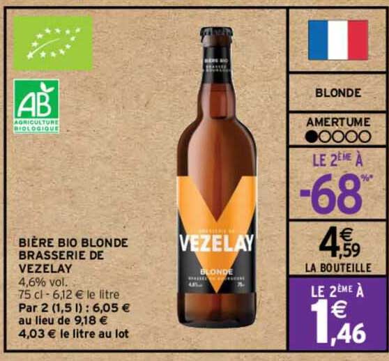 bière bio blonde brasserie de vezelay 4,6% vol