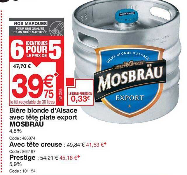 Bière Blonde D'alsace Avec Tête Plate Export Mosbräu