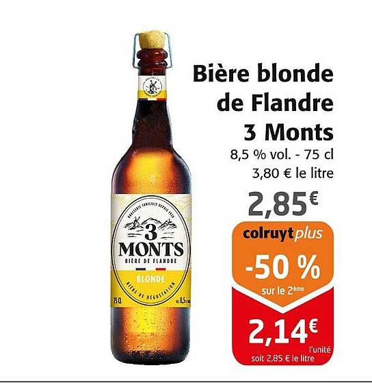 bière blonde de flandre 3 monts 8,5% vol