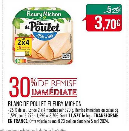 blanc de poulet et fleury michon