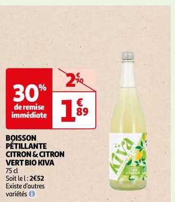 boisson pétillante citron & citron vert bio kiva