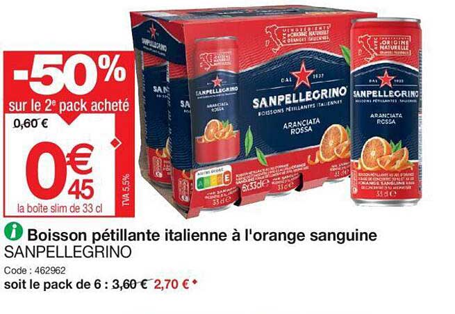 boisson pétillante italienne à l'orange sanguine san pellegrino
