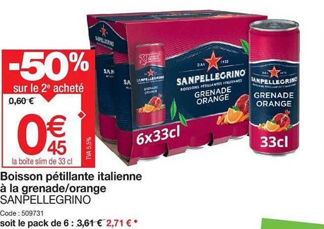 boisson pétillante italienne à la grenade/orange san pellegrino