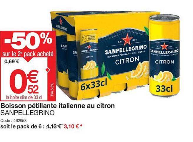 boisson pétillante italienne au citron san pellegrino