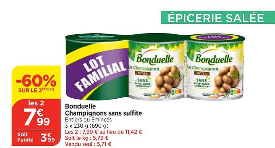 bonduelle champignons sans sulfite