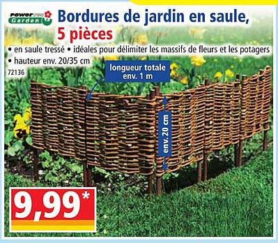 bordures de jardin en saule, powertec garden, 5 pièces