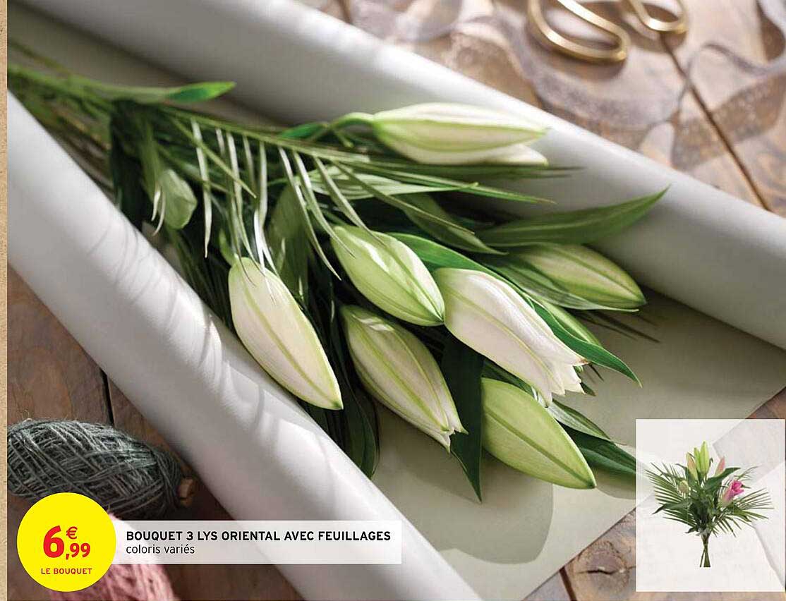 bouquet 3 lys oriental avec feuillages
