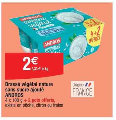 brassé végétal nature sans sucre ajouté andros