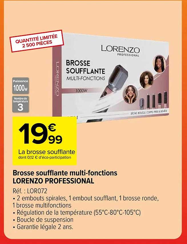 brosse soufflante multi-fonctions lorenzo professional