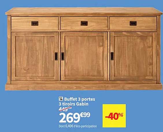 buffet 3 portes 3 tiroirs gabin