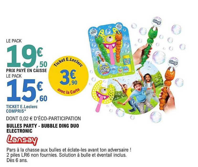 bulles party - bubble ding duo electronic lansay