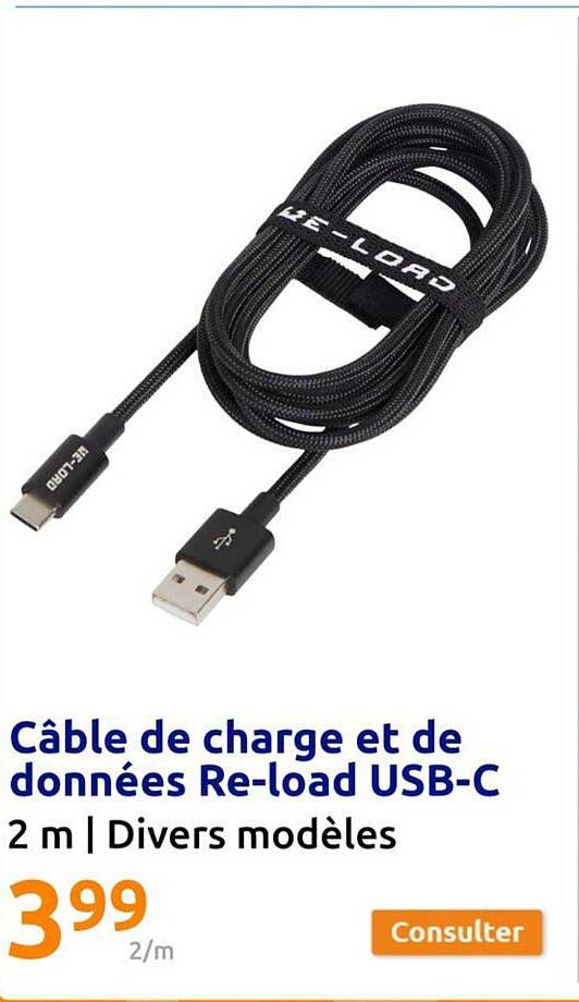 câble de charge et de données re-load usb-c