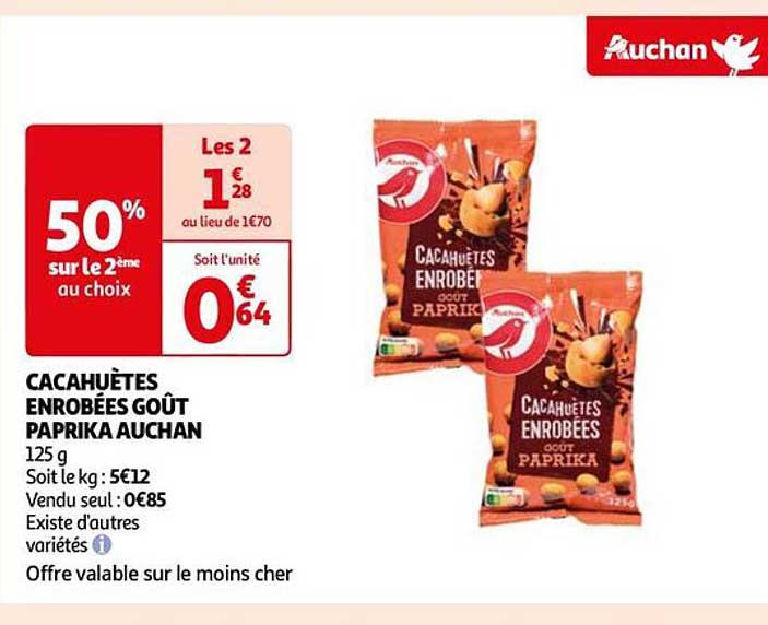 cacahètres enrobée goût paprika auchan