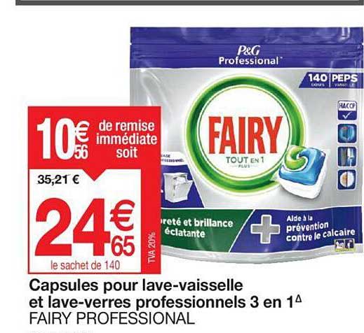 Capsules Pour Lave-vaisselle Et Lave-verres Professionnels 3 En 1 Fairy Professional