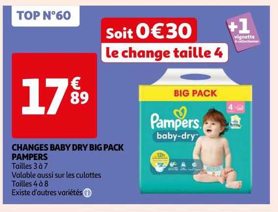 changes baby dry big pack pampers