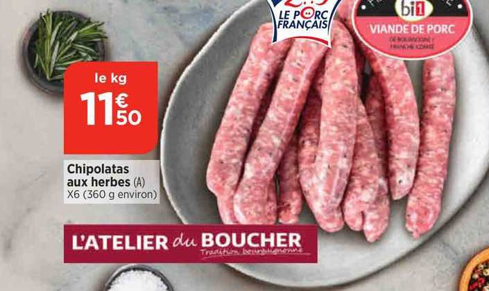 chipolatas aux herbes l'atelier du boucher