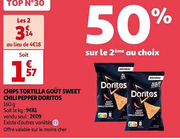 chips tortilla goût sweet chili pepper doritos