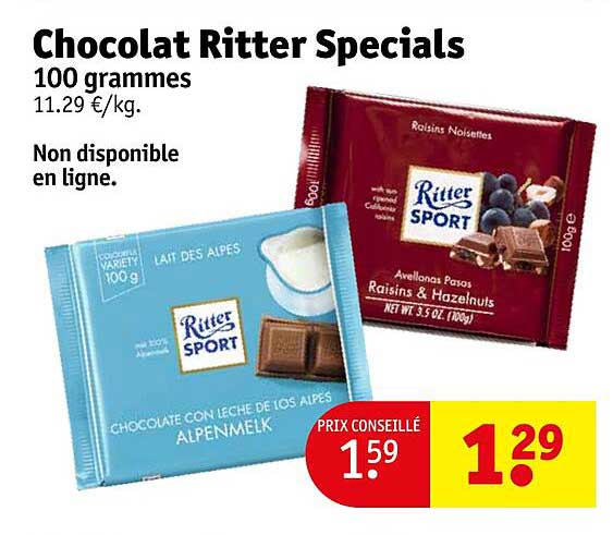 chocolat ritter spécials