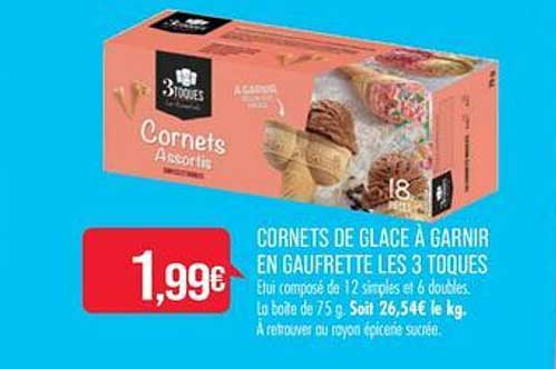 cornets de glace à garnir en gaufrette les 3 toques