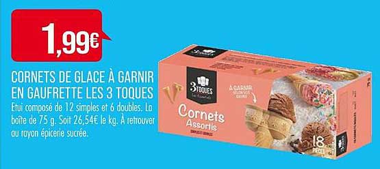 cornets de glace à garnir en gaufrette les 3 toques
