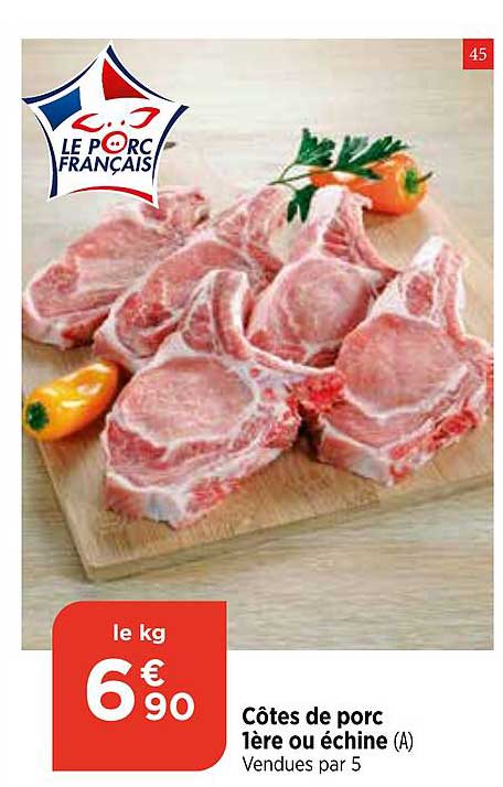côtes de porc 1ère ou échine