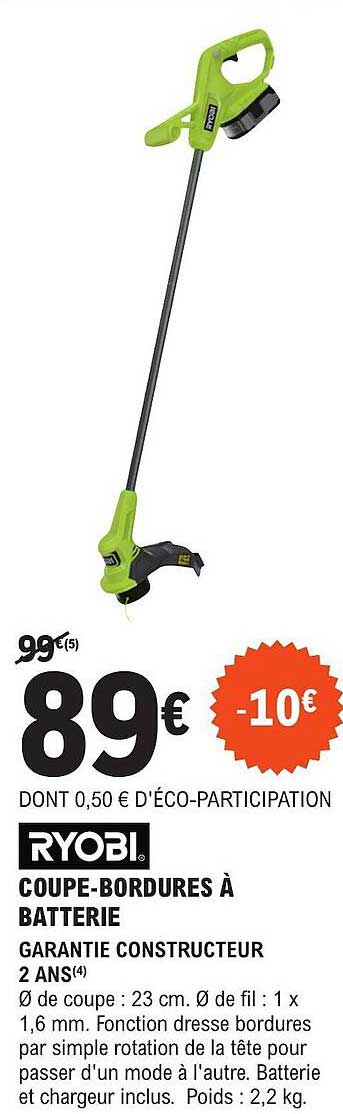 coupe-bordures à batterie ryobi