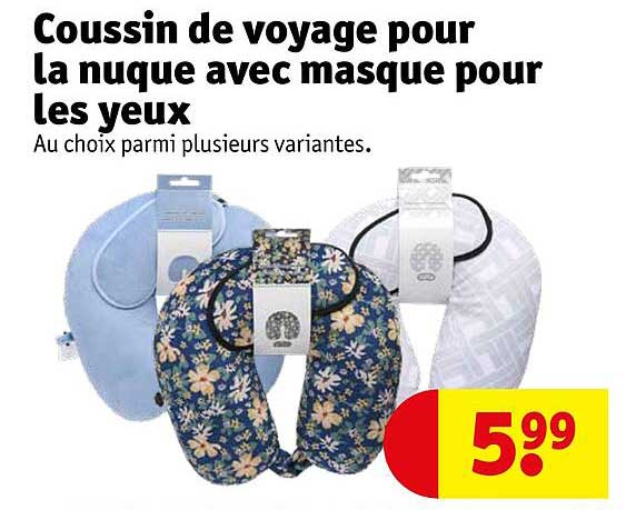 coussin de voyage pour la nuque avec masque pour les yeux
