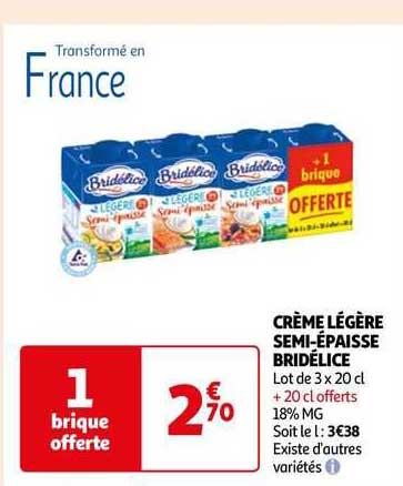 crème légère semi-épaisse bridélice